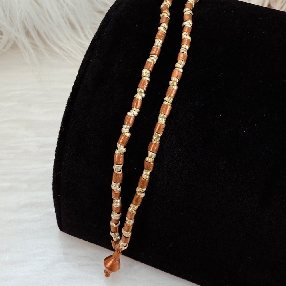 Bohemian chic, mixed metal, coppertone, aged Silvertone 6 1/4 inch bracelet